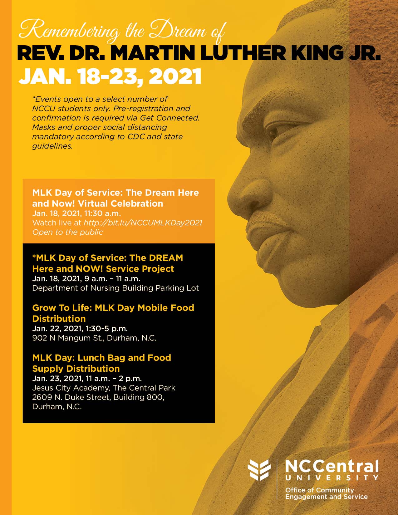 NCCU To Celebrate the Legacy of Dr. King with Service Opportunities and